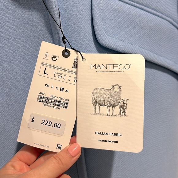 NWT ZARA MANTECO NEW SKY BLUE OVERSIZED WOOL COAT L - Picture 15 of 16